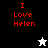 Red text "I Love Helen" on black and white backgrounds with a star icon changing from white to black.