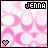 Pixelated pink and white patterned background with 'JENNA' text at top, small heart icon in bottom left corner.