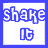 A 3x3 contact sheet of animated frames showing a pixelated text animation with the phrase "shake it like a polaroid picture" in blue and purple lettering on white backgrounds.