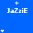 Blue background with white text 'JaZziE' and star symbols scattered across the image.