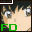 Pixelated anime-style face with black hair and light skin, green 'FD' text below, in a