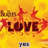 Yellow background with red starbursts and 'LOVE' text, showing animation changes in lower text elements.