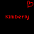 Red pixelated heart symbol above two instances of the name Kimberly in red text on a black background.