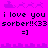 Pixelated icon with bright pink background displaying repeated text and symbols in dark purple, featuring two identical horizontal sections separated by a decorative border.