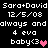 Pixelated text displays 'Sara+David' with date, repeated phrases, and heart symbols in white and pink on black background.