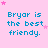A static image with a light pink background displays repeated text 'Bryar is the best friend.' in blue pixelated font, surrounded by small pink and white stars.