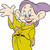Animated character with purple hair and yellow robe waving, showing sequential pose changes in a