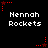Black background with repeated white text 'Hennah Rockets' and red star-shaped pixel art elements arranged in a pattern