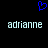 Blue pixelated heart symbol above two identical light blue text strings reading 'adrianne' on a black background.