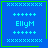 Four identical blue square icons with green borders, each containing light blue pixelated text 'EllyM' surrounded by plus signs and X patterns.
