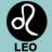 Static 48x48 pixel buddy icon featuring a white Leo zodiac symbol on black circular background with "LEO" text below, set against light blue backdrop.