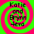 Four identical spiral-patterned icons with green and pink colors, each displaying text "Katie and Brynn 4eva" in black pixelated font.