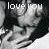 Black-and-white animated sequence showing a person with dark hair and glasses kissing another person, text "i love you" appears above the scene.