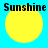 Four identical yellow circular icons with black text "Sunshine" above each on a bright blue background.