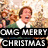 Pixelated image of a person with brown hair in a blue shirt, with multiple text overlays including "OMG MERRY CHRISTMAS CHRISTMAS!" and "I DON'T CELEBRATE".