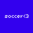 Four identical pixelated text icons on a solid blue background, each reading 'soccer<3' in white block letters with a heart symbol.