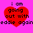 Four red heart shapes on a bright pink background, each containing black pixelated text reading "i am going out with eddie again".