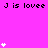 Pixelated icon with repeated text and heart symbols on a bright pink background, showing animation changes in heart counts.