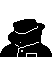 Six pixel-art character icons arranged in two , each with black clothing and a yellow face showing varied expressions