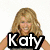 A four- shows a woman with long blonde hair in different poses, each with the text 'Katy' overlaid in bold white letters with black outlines