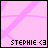Two side-by-side pixelated images of a pink background with diagonal stripes and text reading "STEPHIE <3" in different colors.