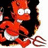 A pixelated red cartoon character with white eyes and a white belt holds a pitchfork against a blue background with 'Aye Corumba!' text.