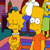 Pixelated yellow cartoon character with blue pants and white shoes, holding a large white object against a multicolored background.