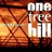 Animated sequence showing a stylized 'one tree hill' text logo over an orange background, followed by two distinct portrait images of people