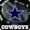 A static icon featuring a blue star with white outline on a camouflage background, with 'COWBOYS' text below.