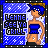 Pixelated icon of a woman in blue strapless top and black bottoms, standing against blue starry background with "USING BEER GRILL" text.