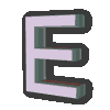 Animated sequence of stylized letter E and 3 shapes in various colors and orientations against a gray background.