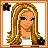 A 48x48 pixel animated buddy icon featuring a blonde cartoon character on the left and text on a yellow background on the right, displayed as a contact sheet with two frames.