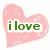 Pink heart-shaped icons with green text reading 'i love you' and 'Bridget!' on a white background.