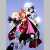 Pixelated static image of a character with light brown hair, pink top, and dark pants against a blue gradient background.