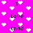 Pixelated pink background with white heart shapes and black text reading "I Love Chad" in multiple positions.