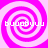 Four identical pink and white spiral patterns arranged in a with mirrored text overlays