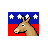 A 48x48 pixel buddy icon featuring a donkey head on a blue and red background with white stars, alongside green text reading "Original Icons .com" on a dark green backdrop.