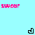 Pixelated cyan background with pink text and black/pink arrow icons, displaying repeated phrases like "swear to shake" and "up it" in a