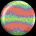 Six circular icons with horizontal striped patterns in orange, green, and purple hues on a black background, arranged in a with one missing in the bottom-right corner