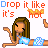 Pixel art animation of a character in two poses with repeated text above and below.