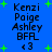 Blue background with green plus signs and repeated text listing names and symbols in pixelated font.