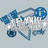Blue and white pixelated icon with abstract shapes, including a circular element resembling a globe or clock face.
