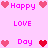 Pixelated pink background with repeated heart symbols and text phrases arranged in a pattern