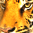 A static pixelated image of a tiger's face with orange and black stripes, showing partial features including eyes, nose, mouth, and ears against a light background.