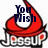 Red cupcake-shaped icon with 'Jessup' text below, displaying changing blue text: 'You Wish', 'You Had', and 'The Name'.