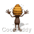 Animated contact sheet of a pixelated character with a beehive head performing sequential arm movements against a gray transparent background.