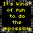 Yellow pixelated text on black background arranged in a with white dashed borders, repeating the phrase "It's kind of fun to do the impossible" across four sections