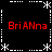 Red text 'BriANna' repeated four times in a pattern on black background with white dotted border and star accents