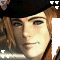 Pixelated character with light brown hair and blue eyes wearing a black beret, displayed in four -aligned showing slight variations