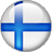 Static circular icon featuring the Finnish flag design with blue cross on white background, rendered in pixelated style with gradient shading and rounded edges.